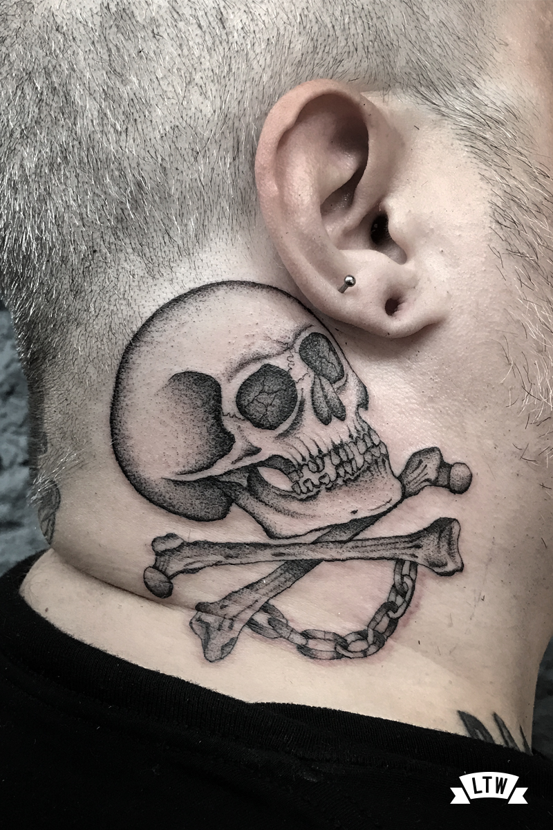 Skull tattooed by Dani Cobra