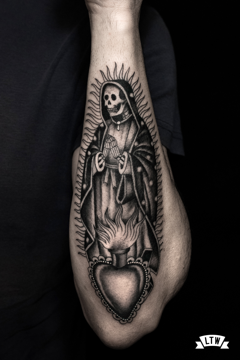 Santa Muerte tattooed by Alexis