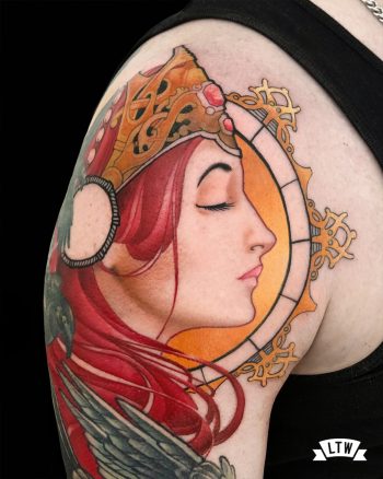 Queen tattooed in color by Jon Pall