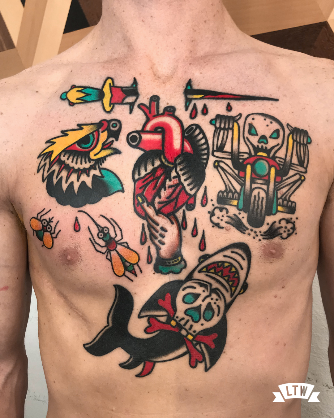 Tattooed torso in color by Javier Rodríguez
