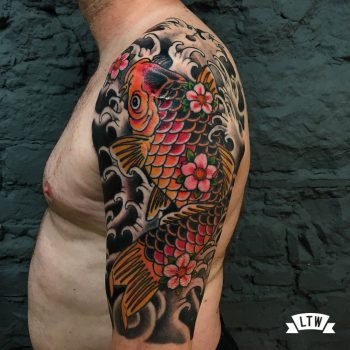 Japanese Carp tattooed by Rafa Serrano