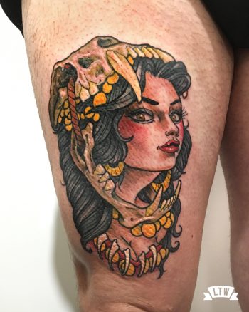 Girl tattooed in color by Rafa Serrano